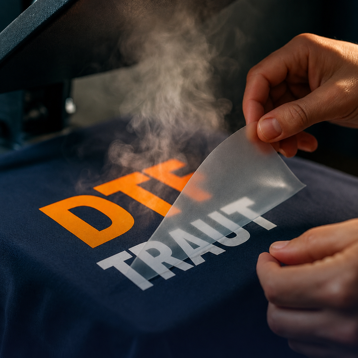Aplicação de transfer DTF em tecido escuro